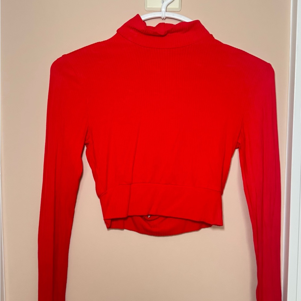 Garage Open-Back Cropped Long Sleeve Top – Size Small